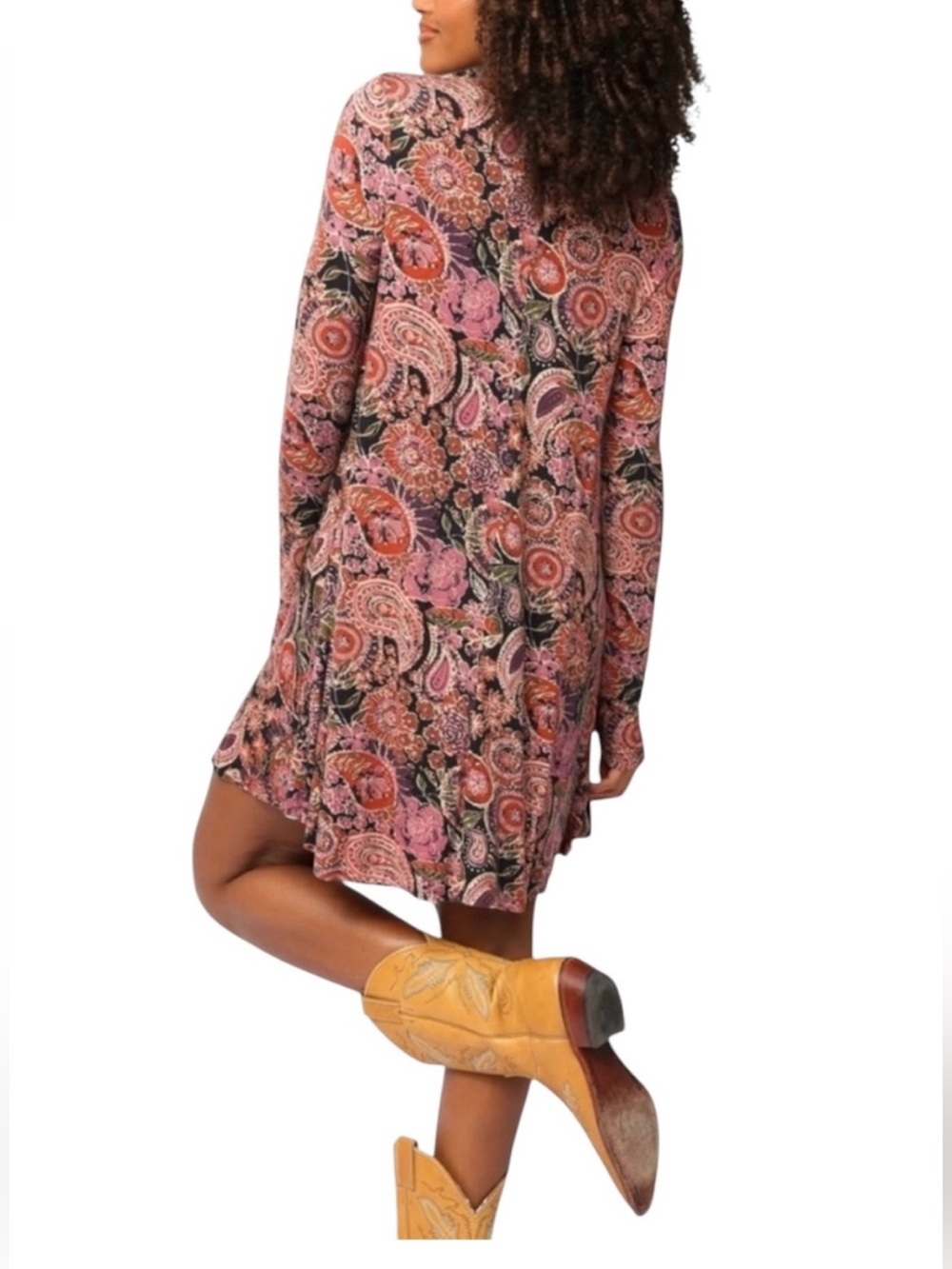 NWT Natural Life Stevie Knit Mini Dress Large Paisley Pockets Soft Stretch - Picture 2 of 6